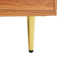 Mobile alto per la sala da pranzo, dotato di porte in vetro e portabicchieri da vino, spazio di stoccaggio multistrato, 145×39×171 cm, Colore noce(m-9)