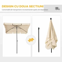 Outsunny Umbrelă pentru Grădină cu Înclinare Reglabilă și Stâlp din Aluminiu, 198x130x245 cm, Bej(m-5)