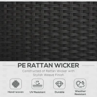 Outsunny 4-Seater Rattan Sofa Set Garden Rattan Furniture Wicker Steel Chair Seat Furniture Patio Rattan Garden Sofa Black(m-4)