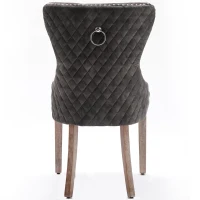 Juego de 2 Sillas de Comedor Tapizadas con Tachuelas Decorativas, 53,5x64x95 cm, Gris(m-12)