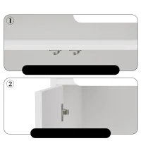 Buffet avec porte en verre, éclairage LED, pour salon et cuisine, 140×35×90 cm, Blanc(m-7)