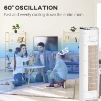 HOMCOM Portable Air Cooler, 6L Tank Humidifier Evaporative Ice Cooling Fan Water Conditioner Unit with 3 Modes, 3 Speed, Remote, Timer, Oscillating for Home Bedroom, White(m-9)
