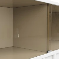 Anrichte Küchenschrank 120x95 cm mit Glastüren, Sideboard mit Regalen für Esszimmer und Wohnzimmer, weisser(m-8)