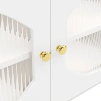 Buffet de cuisine avec portes vitrées, Casiers au design moderne, 100×40×90,5 cm, Blanc(m-6)