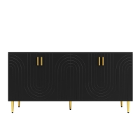 Credenza elegante con design a onde,Nero