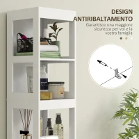 HOMCOM Mobile Bagno con 3 Ripiani Aperti e 2 Cassetti in Legno, 30x30x141.2 cm, Bianco(m-6)