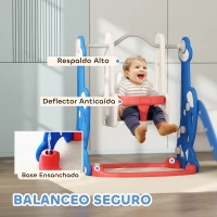 AIYAPLAY 4 en 1 Parque Infantil Interior para +18 Meses Conjunto con Trepador y Canasta con Temática de Cohete Multicolor(m-6)