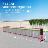 SPORTNOW Complete Pickleball-Set met Net, Standaard, Ballen, Staal, Kunststof, Rood(m-3)
