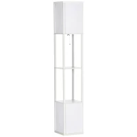 HOMCOM 156cm Floor Lamp Shelving Unit - White(m-1)