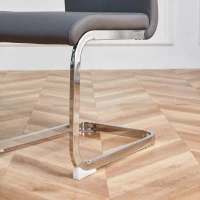 Set de 4 scaune de sufragerie cantilever, structură din metal cromat, spătar din piele PU, 42x54x100 cm, Gri(m-9)