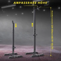 HOMCOM Stojaki na Sztangę, 2 szt., Nośność do 150 kg, Regulowana Wysokość, Stal, Czarny+Biały, 52 x 48 x 160 cm(m-6)