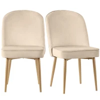 Juego de 2 Sillas de Comedor con Respaldo Ergonómico y Patas Doradas de Metal, 50x62x89 cm, Beige(m-1)