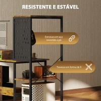 HOMCOM Secretária Estilo Industrial com Luzes LED Estação de Carga Suporte para Monitor Controlo Remoto 142x50x126,5 cm Castanho Rústico(m-9)