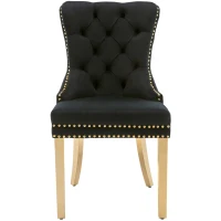Ensemble de chaises de salle à manger 4 pièces, chaises rembourrées avec garniture à tête de clou, 51.5×65.5×95 cm, Noir(m-8)