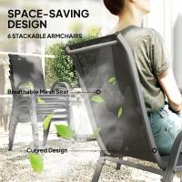 Outsunny Seven-Piece Outdoor Dining Set - Charcoal Grey(m-6)