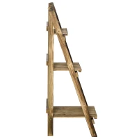 Outsunny 3-Etagen Pflanzenständer, klappbarer 93 cm hoch Blumenständer für Innen Außen, Pflanzenregal aus Holz, Blumentopfständer mit Tabletts, Blumentreppe für Wohnzimmer, Garten Balkon, Dunkelbraun(m-11)