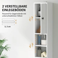 HOMCOM Szafka Łazienkowa, Wysoka i Wąska, Zamykane i Otwarte Przestrzenie, Biała(m-5)