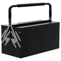 DURHAND 3 Tier Metal Toolbox, 5 Tray Professional Portable Tool Box with Carry Handle for Workshop, 45cmx20cmx34.5cm, Black(m-1)