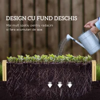 Outsunny Strat Înălțat pentru Grădină cu Spalier și Fund Deschis, 230x60x110 cm, Lemn Natural(m-6)