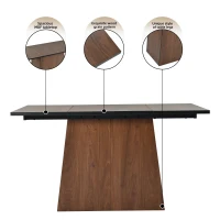 Table à manger de cuisine moderne, pour 4 à 6 personnes, 138,5×80×75 cm, Brun foncé(m-6)