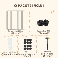 PawHut Recinto de Metal para Animais de Estimação Recinto Metálico com 12 Painéis para Pequenos Animais DIY 140x70x35 cm Preto(m-7)