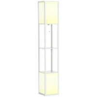 HOMCOM 156cm Floor Lamp Shelving Unit - White(m-10)