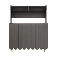 Aparador con Estante Abierto y Patas Doradas, Armario de Almacenamiento para Cocina y Comedor, 120x40x150,8 cm, Gris(m-1)