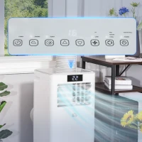 HOMCOM 8000 BTU Air Conditioning Unit, 3-in-1 Portable Air Conditioner, Dehumidifier, Cooling Fan with Remote Control, Digital Display, 2 Speeds, 24H Timer, Window Venting Kit, 18m²(m-8)