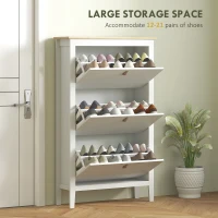 HOMCOM Modern Three-Drawer Shoe Cabinet - White(m-4)