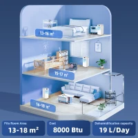 HOMCOM 8000 BTU Air Conditioning Unit, 3-in-1 Portable Air Conditioner, Dehumidifier, Cooling Fan with Remote Control, Digital Display, 2 Speeds, 24H Timer, Window Venting Kit, 18m²(m-6)