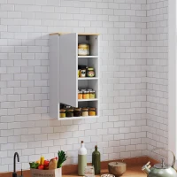 HOMCOM Armadietto Bagno a Muro con Mensole Regolabili e Ripiano Aperto in Legno e MDF,  40x27x77 cm, Bianco(m-8)
