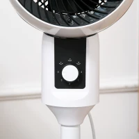 HOMCOM 9'' Air Circulator Fan 3 Speed, 70° Oscillation 90° Vertical Tilt, Carry Handle, Pedestal Fan, Pedestal Fan for Living Room, Bedroom, Office, White and Black(m-10)