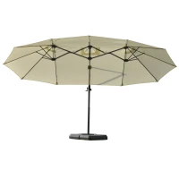 Outsunny Doppelsonnenschirm Ampelschirm Doppelschirm mit Kurbel Verstellbarer Gartenschirm Sonnenschutz Metall Cremeweiß 440 x 270 x 250 cm(m-10)