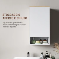 HOMCOM Armadietto Bagno a Muro con Mensole Regolabili e Ripiano Aperto in Legno e MDF,  40x27x77 cm, Bianco(m-4)