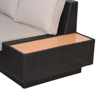 Outsunny 4 PCs Rattan Garden Furniture Outdoor Sectional Corner Sofa and Coffee Table Set  Conservatory Wicker Weave Furniture with Armrest and Cushions - Black(m-11)