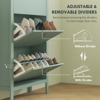 HOMCOM Modern Three-Drawer Shoe Cabinet - Green(m-5)