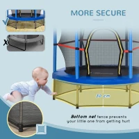 HOMCOM Tappeto Elastico per Bambini da 3 Anni con Rete di Protezione e Corde Bungee Ø140x160Acm, Blu(m-8)