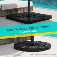 Outsunny Bază pentru Umbrelă de Soare în Formă de Cruce din Oțel cu Șurub Lateral, 100x100x75 cm, Negru(m-5)