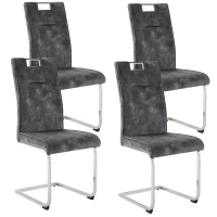 Ensemble de 4 chaises de salle à manger, tissu velours, 44×57×101 cm, Gris foncé(m-2)