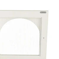 Buffet moderne avec design de touches de piano, porte en verre, pieds en colonnes rondes, 120×40×90 cm, Blanc(m-8)