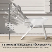Outsunny ligstoel, opvouwbare strandstoel, tuinstoel 4 standen, mesh, Lichtgrijs, 160 x 66 x 80 cm(m-7)