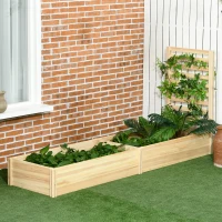 Outsunny Strat Înălțat pentru Grădină cu Spalier și Fund Deschis, 230x60x110 cm, Lemn Natural(m-2)