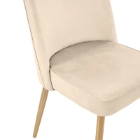 Juego de 2 Sillas de Comedor con Respaldo Ergonómico y Patas Doradas de Metal, 50x62x89 cm, Beige(m-7)