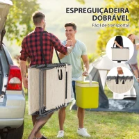 Outsunny Espreguiçadeira Dobrável Espreguiçadeira Jardim com Encosto Ajustável Apoio de Cabeça Bolsa Lateral Bandeja 190x60x31 cm Creme(m-7)