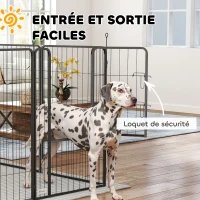 PawHut Parc pour chien, enclos chien 12 panneaux modulable et pliable, portable en acier avec porte 68 x 100 noir(m-5)