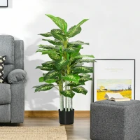 HOMCOM Plantă Artificială Decorativă cu Ghiveci, Φ17x95 cm, Verde(m-2)