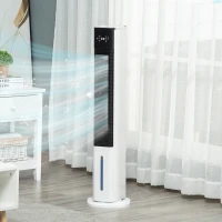 HOMCOM Portable Air Cooler, 6L Tank Humidifier Evaporative Ice Cooling Fan Water Conditioner Unit with 3 Modes, 3 Speed, Remote, Timer, Oscillating for Home Bedroom, White(m-15)