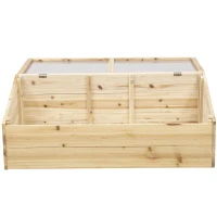 Outsunny Gewächshaus Holz Frühbeet Frühbeetkasten Treibhaus Garten & Pflanzkasten-System für Garten Balkon, 100 x 50 x 35 cm, Natur, Tanne, PC-Platte(m-12)