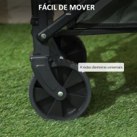 Outsunny Carrinho de Transporte com Rodas Carrinho de Jardim Dobrável com Puxador Telescópico Ajustável Porta Traseira Expansível 114x46x65-92 cm Verde(m-7)