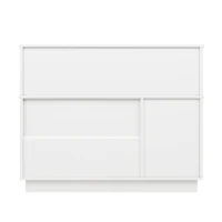 Anrichte Küchenschrank 120x95 cm mit Glastüren, Sideboard mit Regalen für Esszimmer und Wohnzimmer, weisser(m-12)